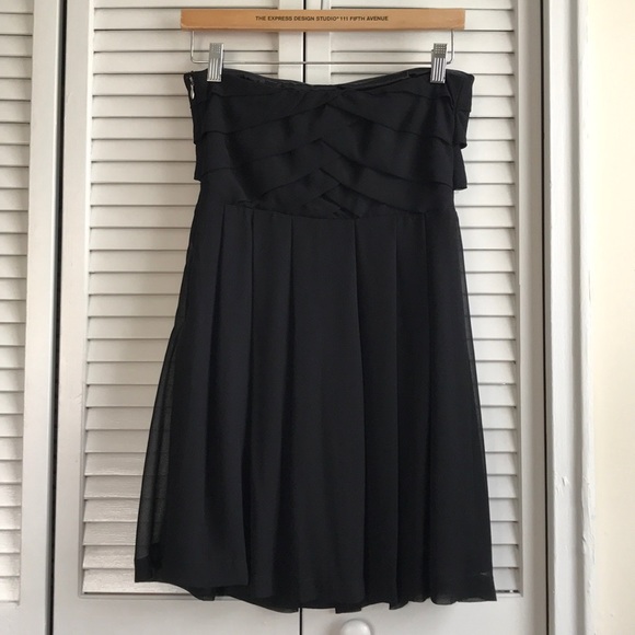 Black Strapless Chiffon Dress by Express Sz 2 - Picture 2 of 4